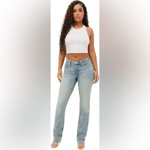 True Religion Billie Mid Rise Straight Saltwater Wash Size 31